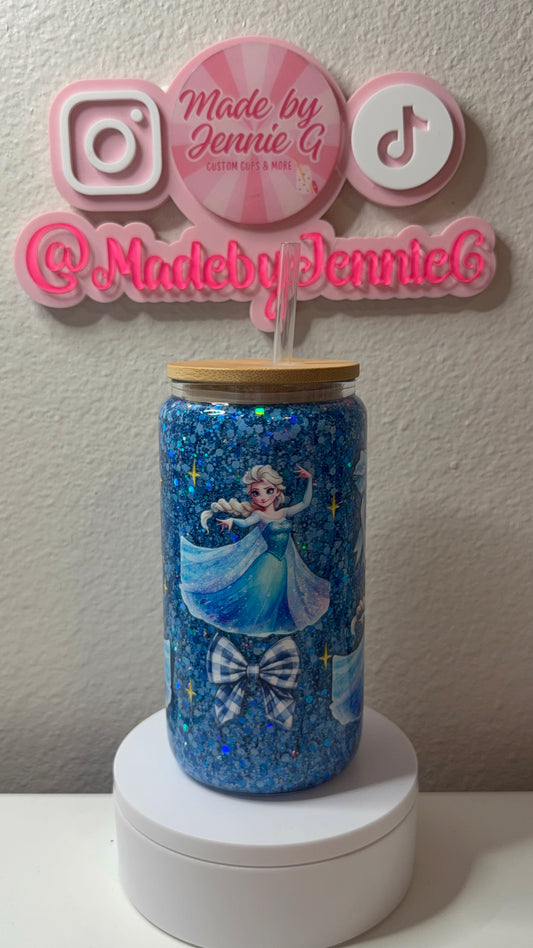 16oz Frozen Glass Snow Globe Cup