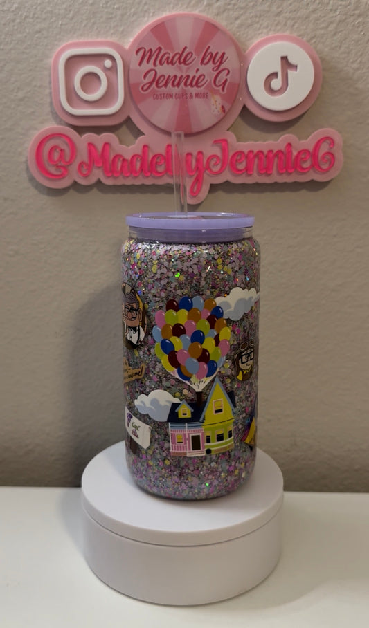 16oz UP Glass Snow Globe Cup