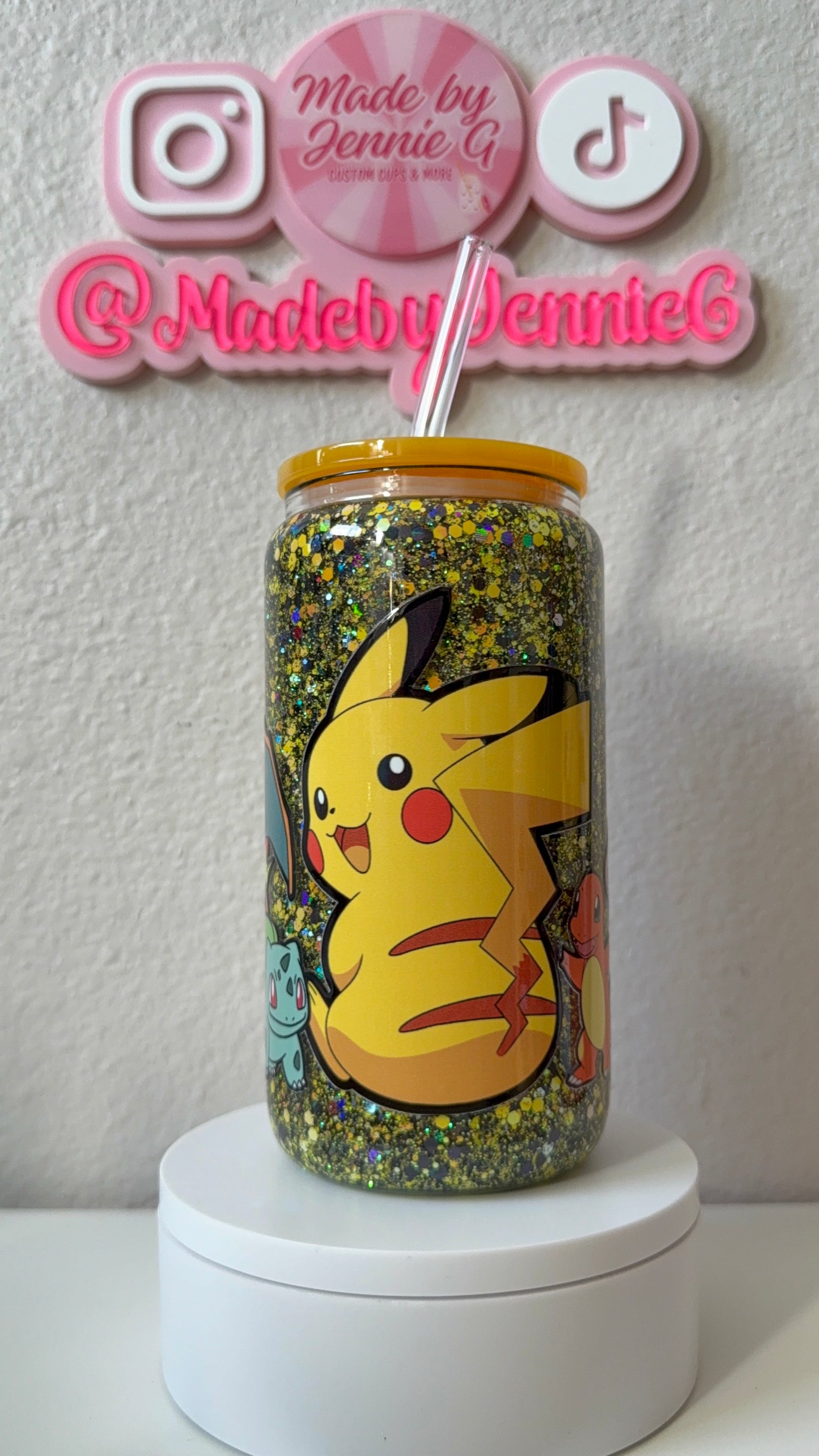 16oz Pokemon Glass Snow Globe Cup