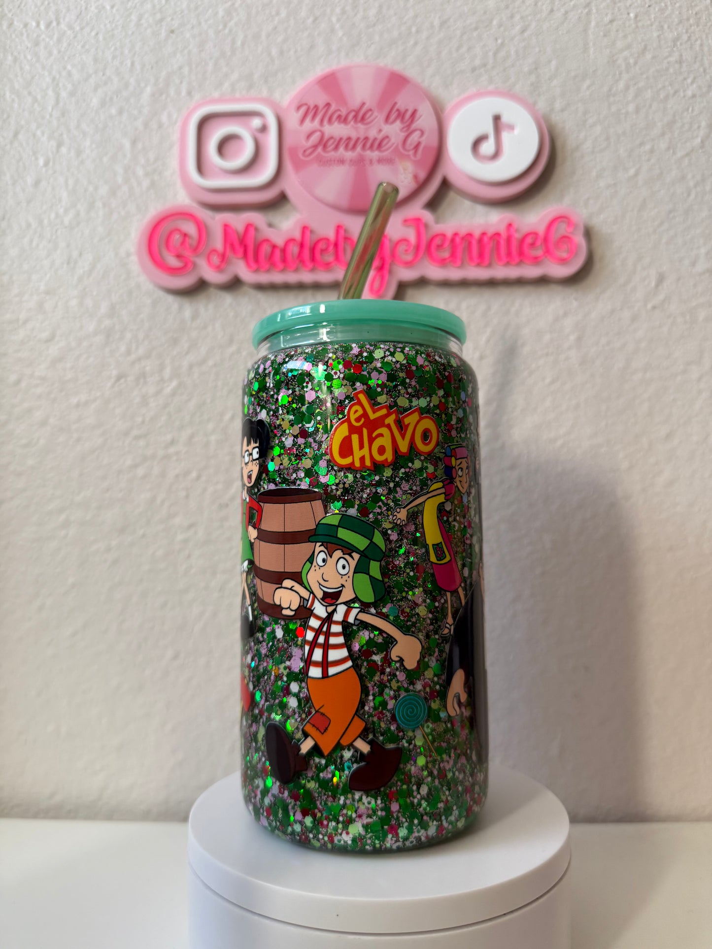 16oz El Chavo Glass Snow Globe Cup